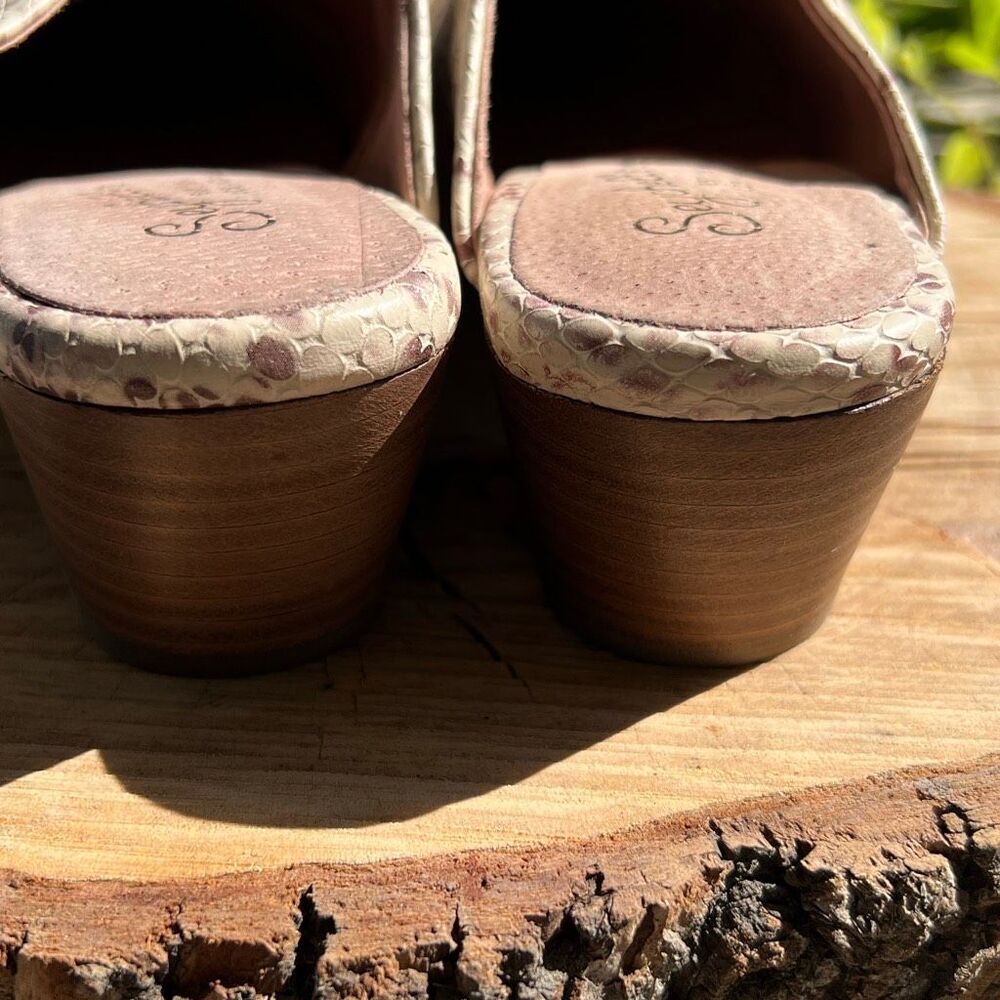 Seychelles Clara Snakeskin Leather Mules Cream/Brown Size 10 Nwot - Picture 5 of 7